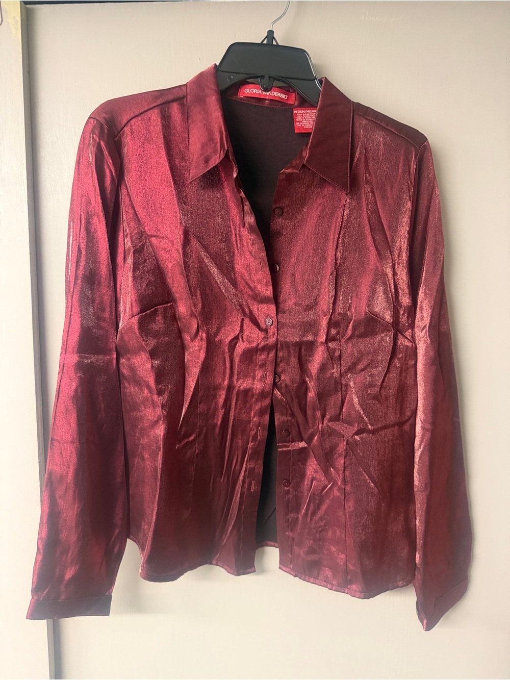 Gloria Vanderbilt Women's Shimmery Wine Button-Up Jacket